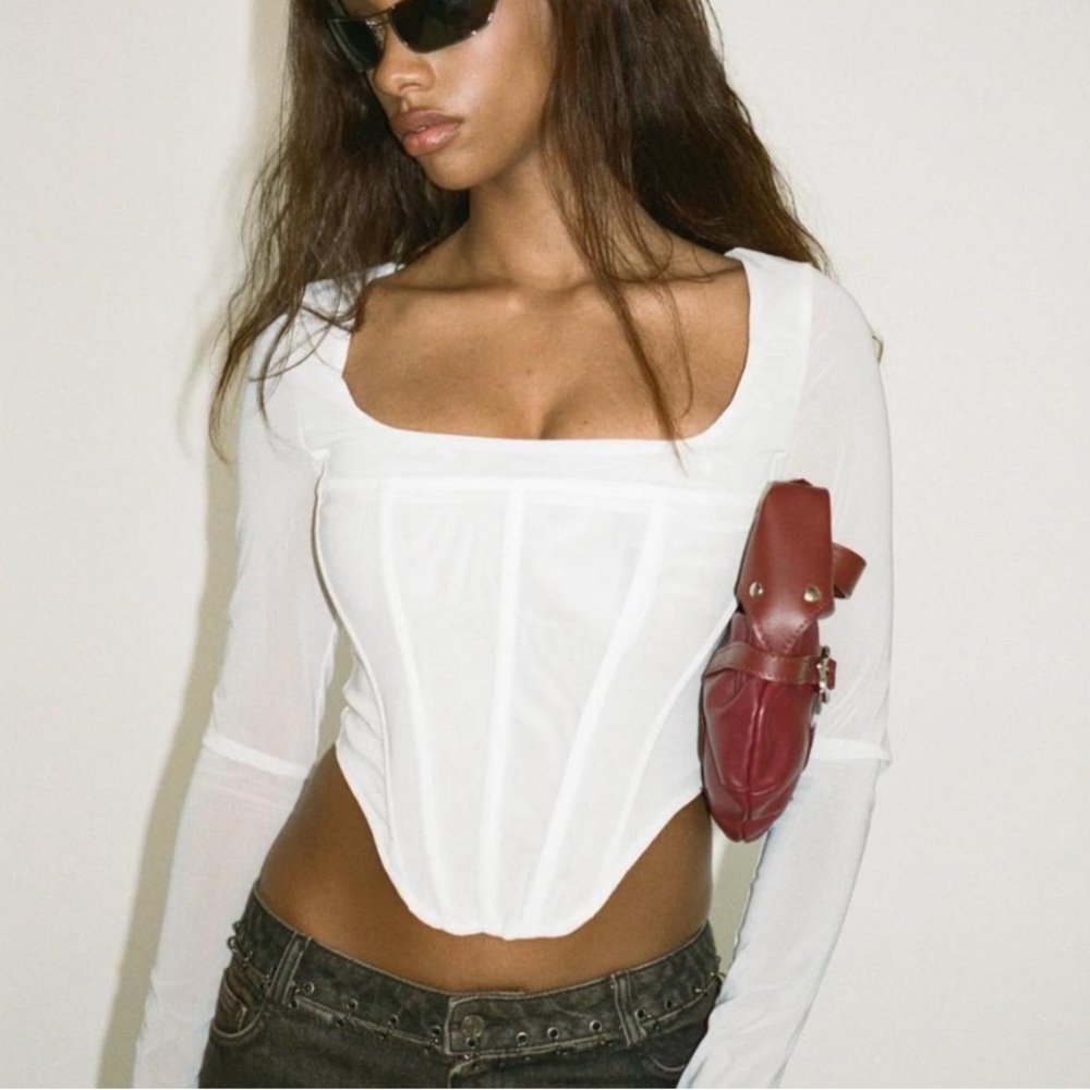 Miaou Maude white corset long sleeve top size XL